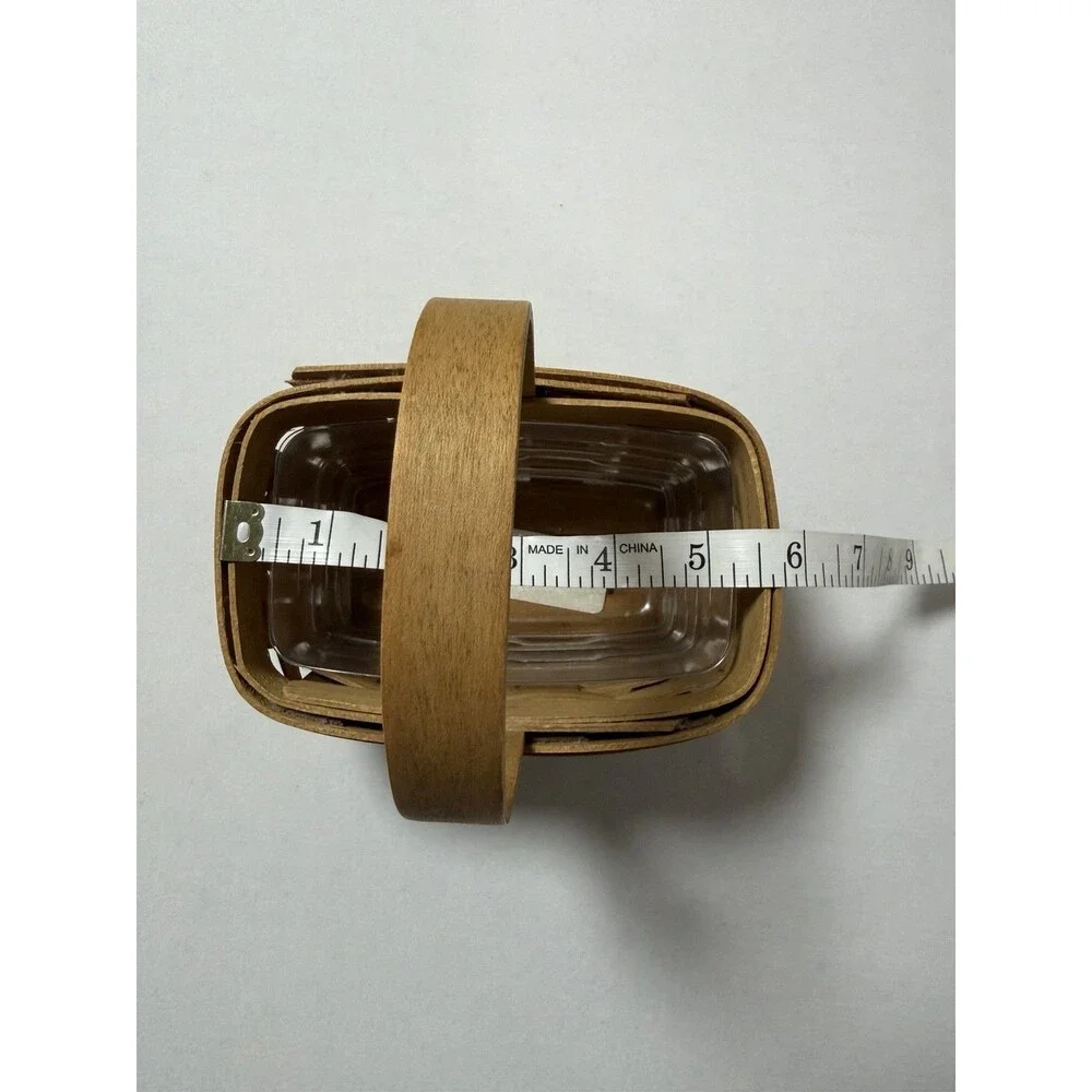 Longaberger Brown Wooden Basket & Plastic Liner 2003 Salt Pepper Shaker Holder